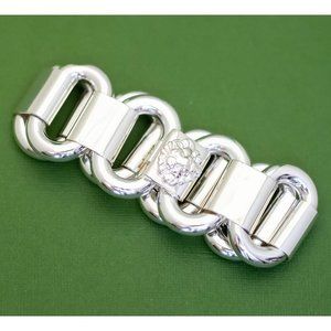 8 inch, Vintage Bold Medieval Lion Silver Tone Bracelet - K42